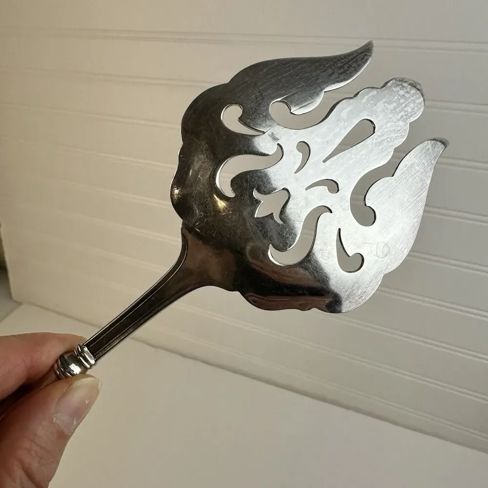 Elegant Sterling Silver Handle Cold Meat Serving Fancy Silverplate Fork 8.5”